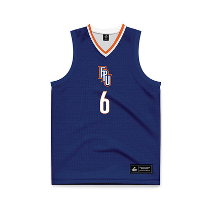FPU - NCAA Men's Basketball : Malachi Ficher - Navy Basketball Jersey-0