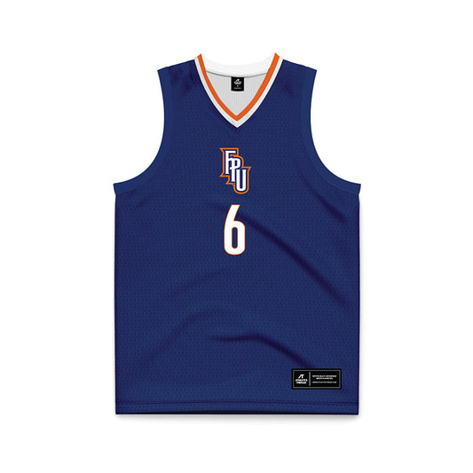 FPU - NCAA Men's Basketball : Malachi Ficher - Navy Basketball Jersey-0