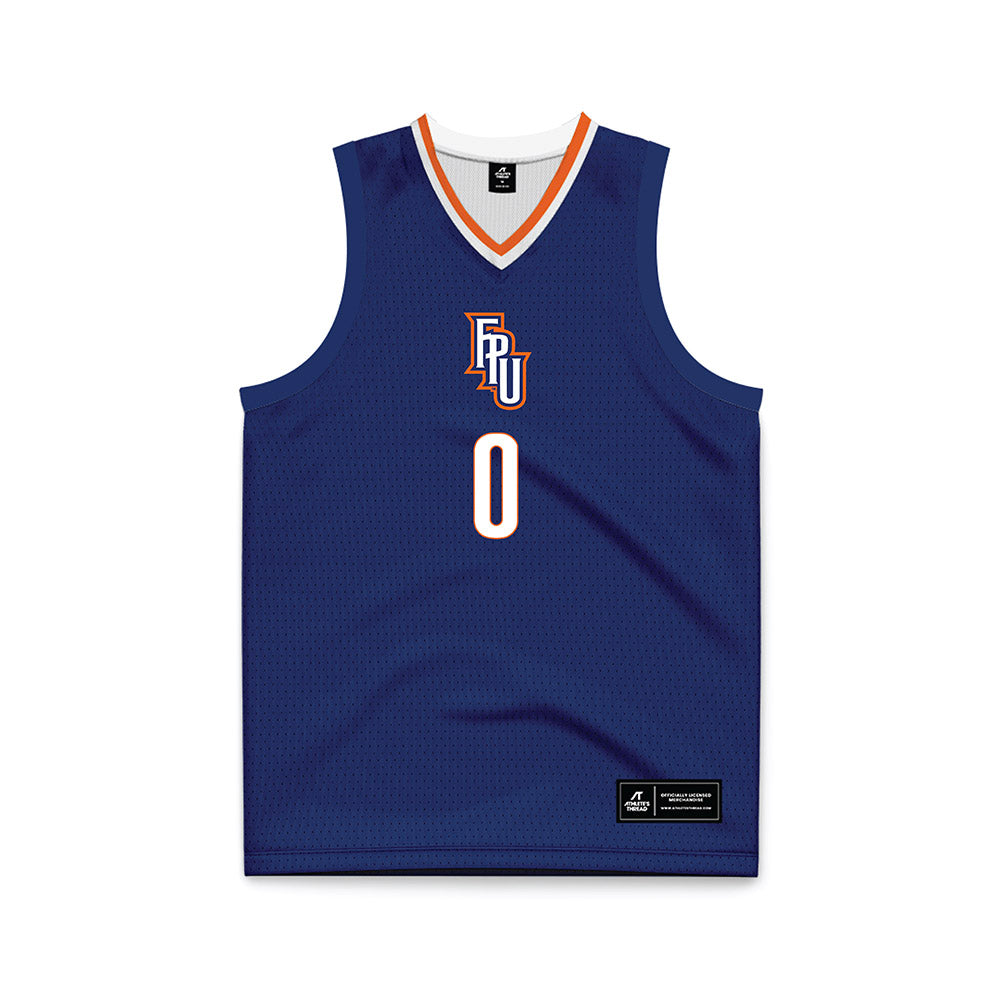 FPU - NCAA Men's Basketball : Jaden Geron - Navy Basketball Jersey-0