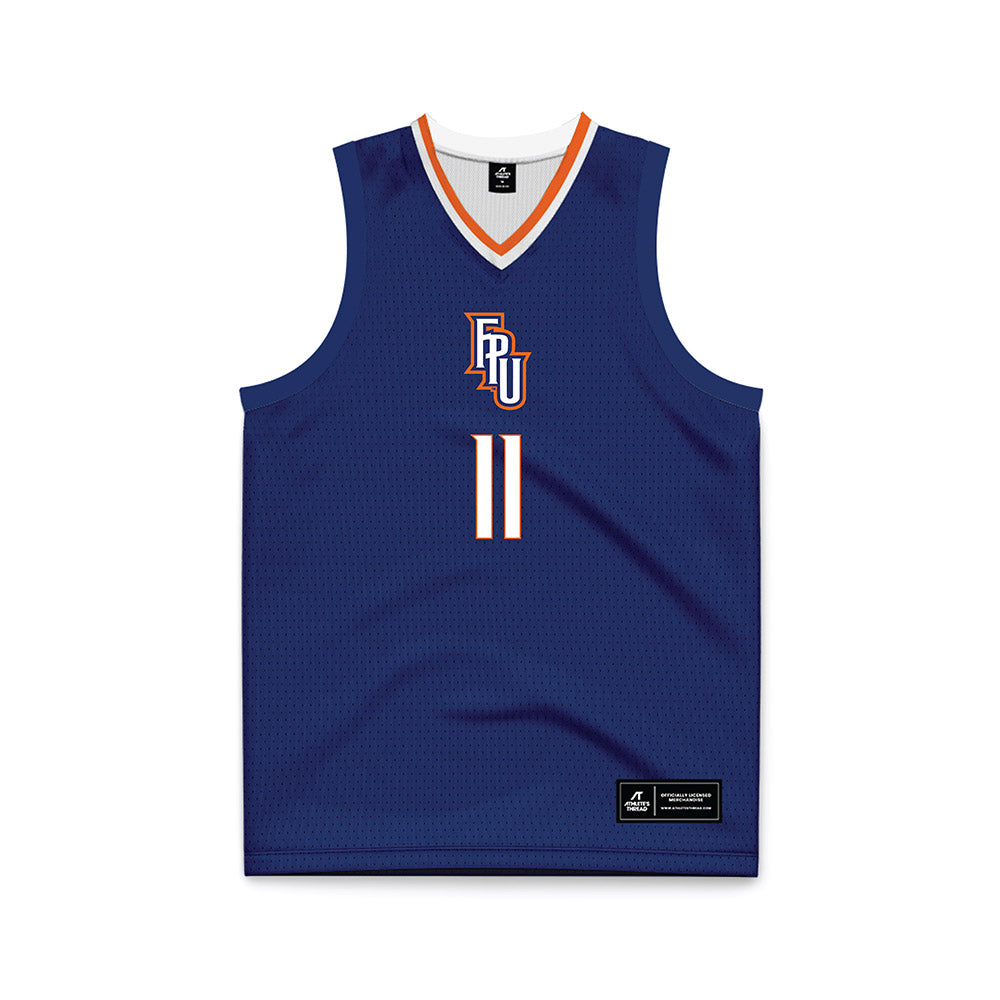 FPU - NCAA Men's Basketball : Loukas Jones - Navy Basketball Jersey-0