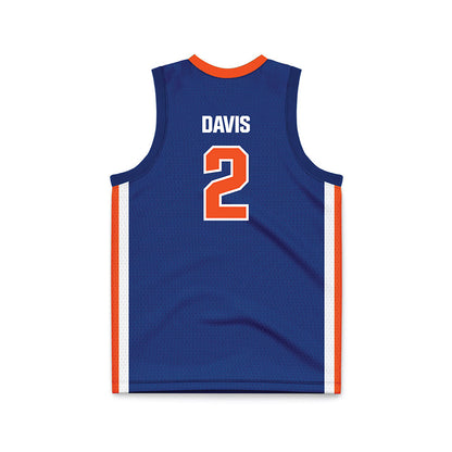 Morgan State - NCAA Men's Basketball : Elijah Davis - Blue Basketball Jersey-1