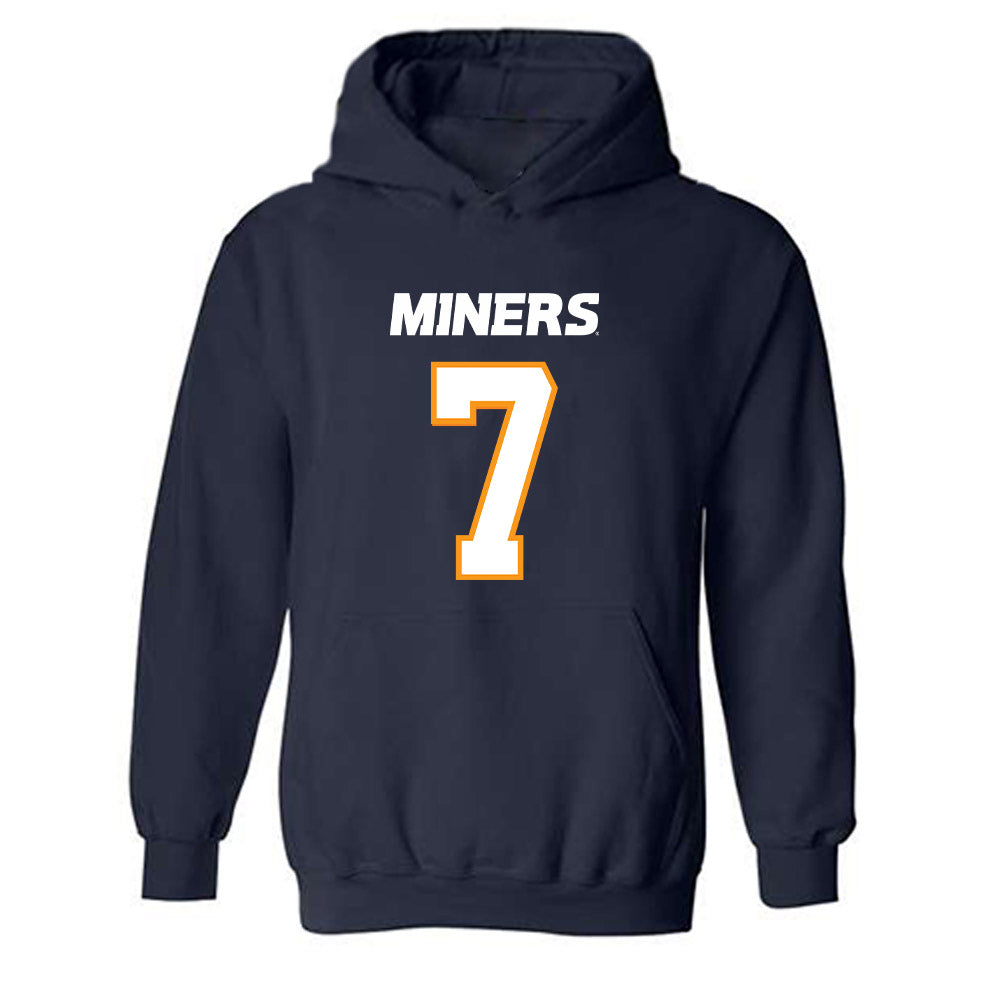 UTEP - NCAA Football : Malachi Nelson - Navy Hooded Sweatshirt-0