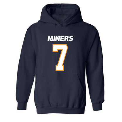 UTEP - NCAA Football : Malachi Nelson - Navy Hooded Sweatshirt-0