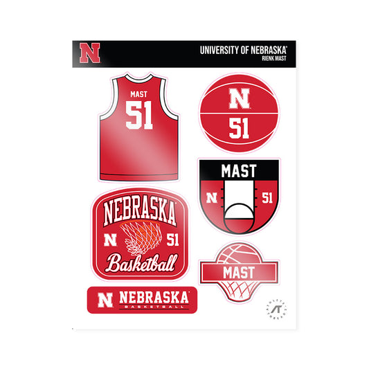 Nebraska - NCAA Men's Basketball : Rienk Mast - Sticker Sheet-0