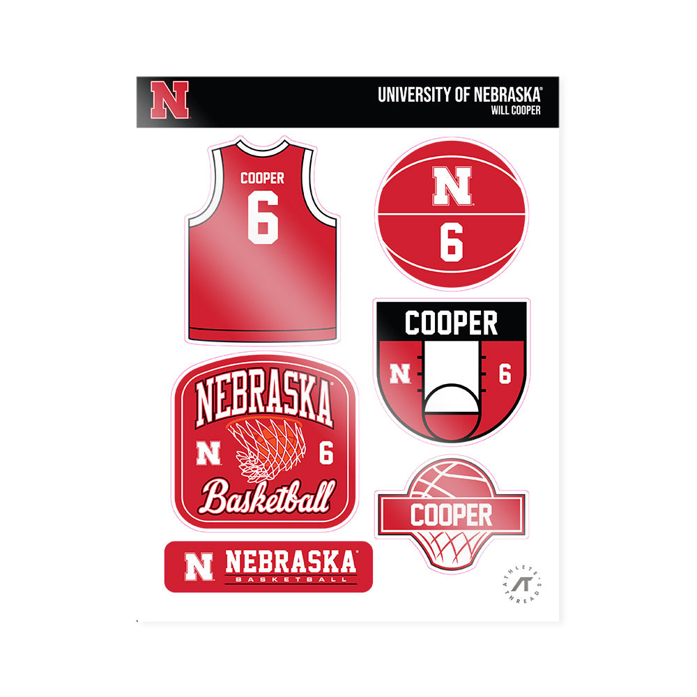 Nebraska - NCAA Men's Basketball : Will Cooper - Sticker Sheet-0