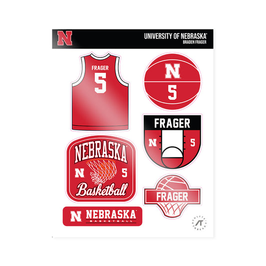 Nebraska - NCAA Men's Basketball : Braden Frager - Sticker Sheet-0