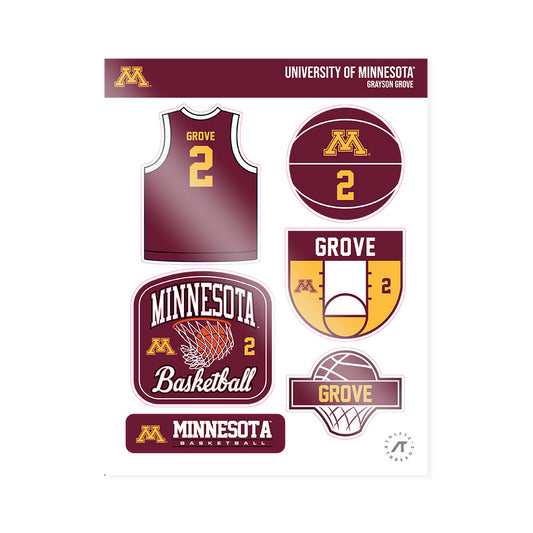 Minnesota - NCAA Men's Basketball : Grayson Grove - Sticker Sheet-0
