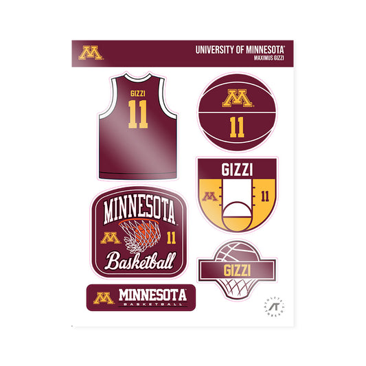 Minnesota - NCAA Men's Basketball : Maximus Gizzi - Sticker Sheet-0