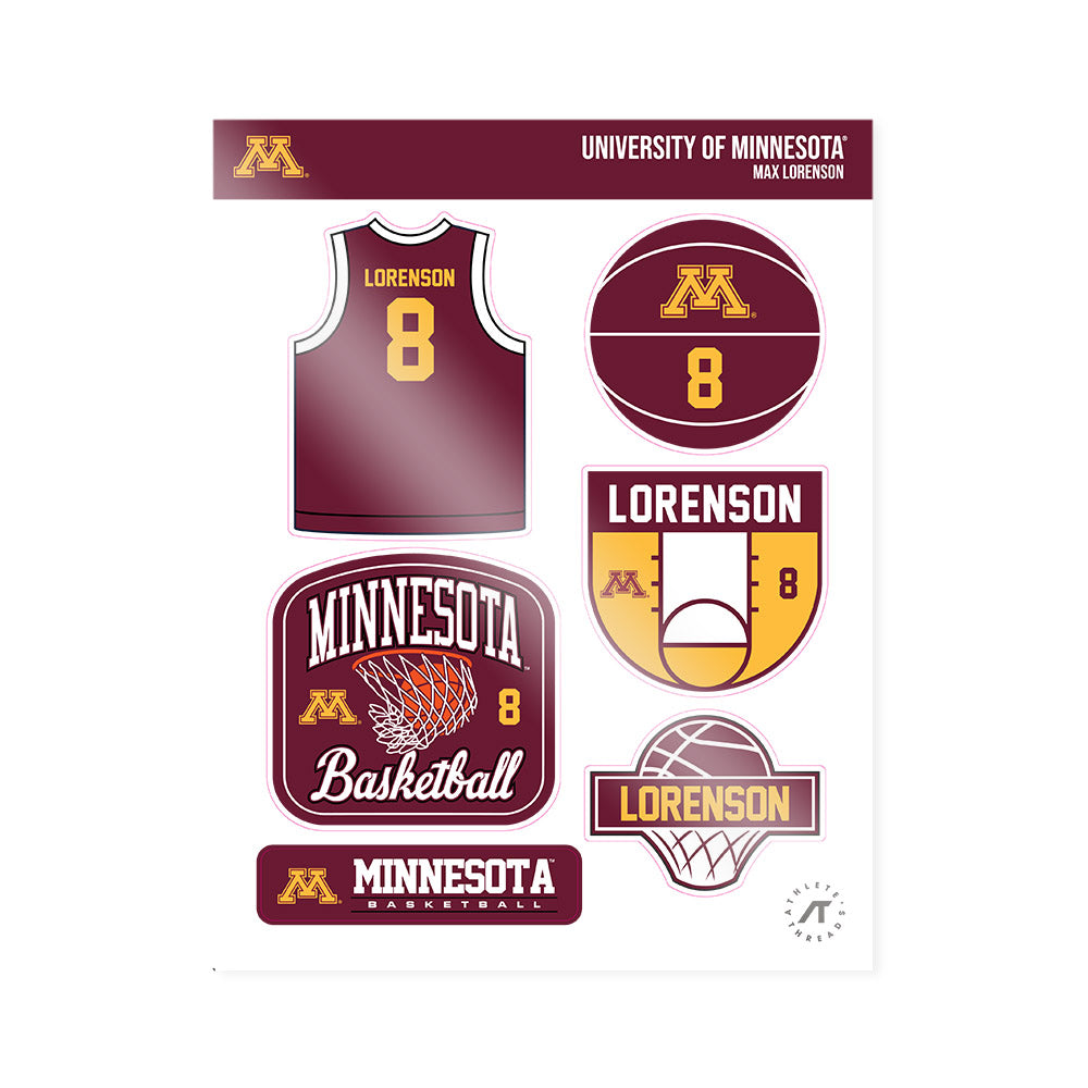 Minnesota - NCAA Men's Basketball : Max Lorenson - Sticker Sheet-0