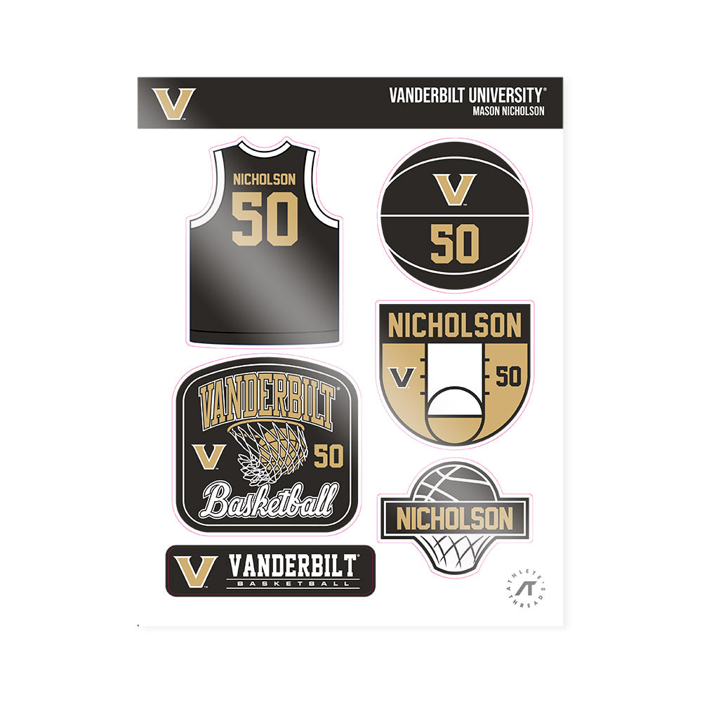 Vanderbilt - NCAA Men's Basketball : Mason Nicholson - Sticker Sheet-0