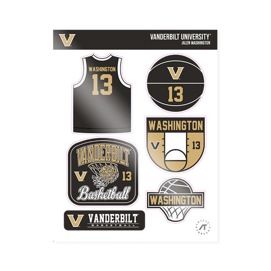 Vanderbilt - NCAA Men's Basketball : Jalen Washington - Sticker Sheet-0