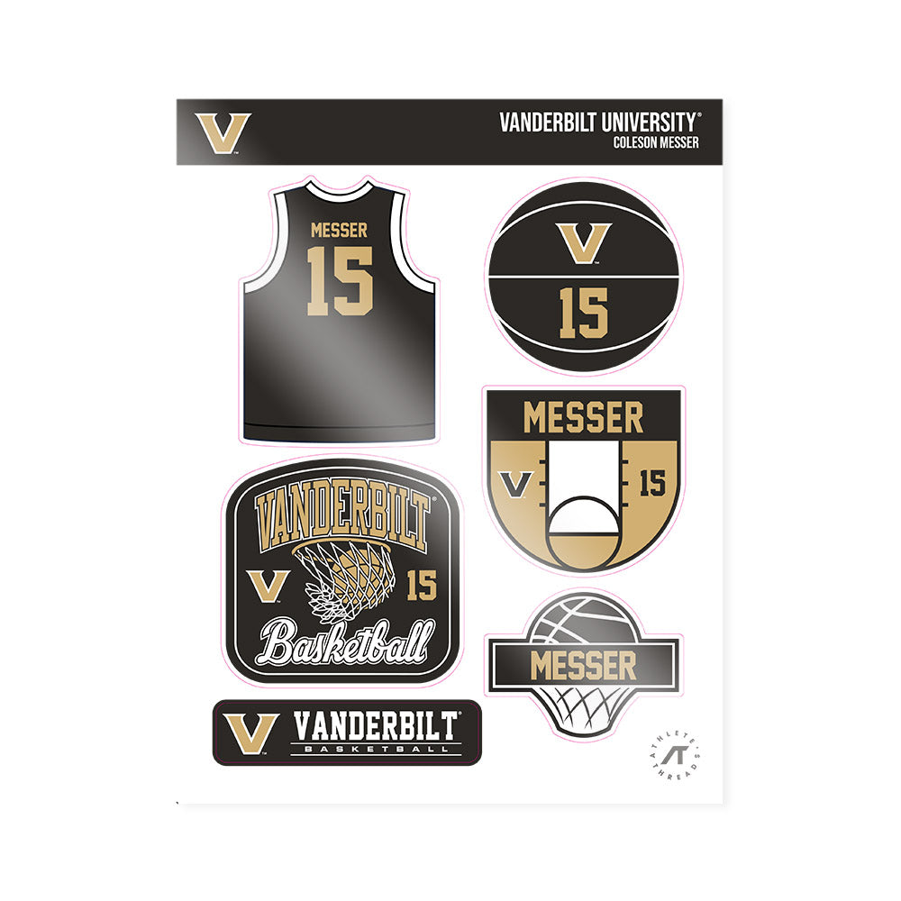 Vanderbilt - NCAA Men's Basketball : Coleson Messer - Sticker Sheet-0