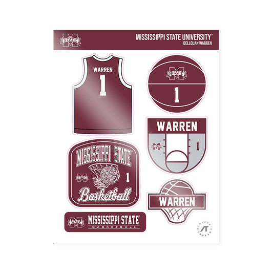 Mississippi State - NCAA Men's Basketball : Dellquan Warren - Sticker Sheet-0