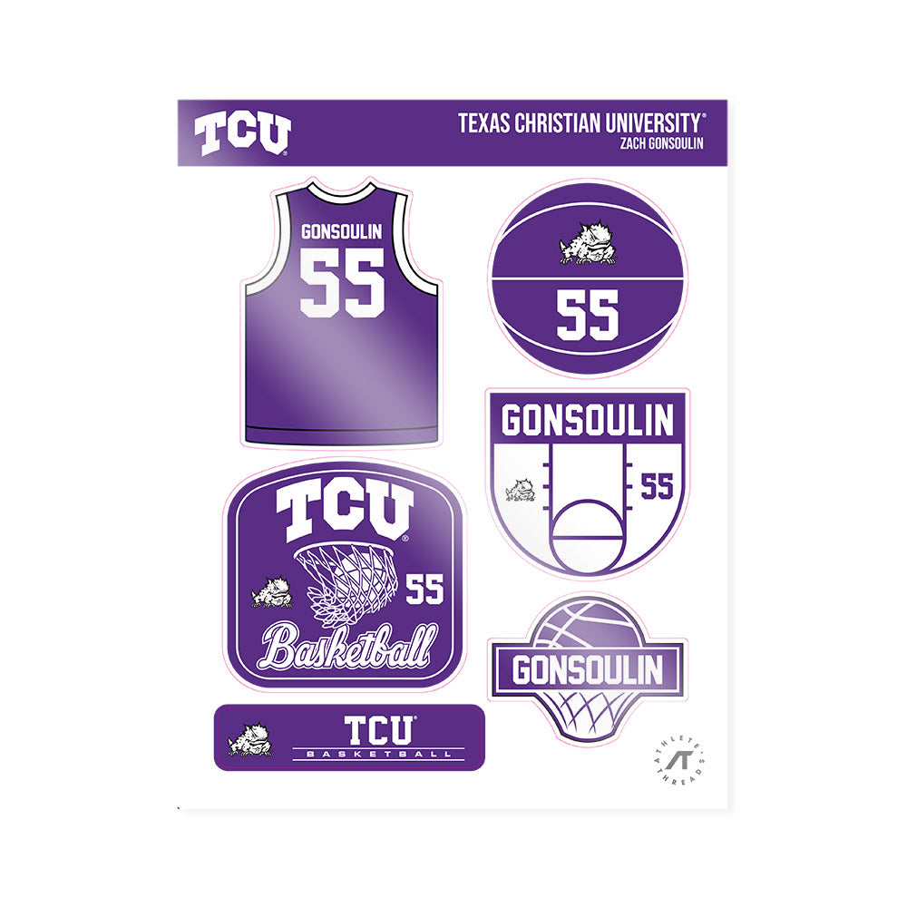 TCU - NCAA Men's Basketball : Zach Gonsoulin - Sticker Sheet-0