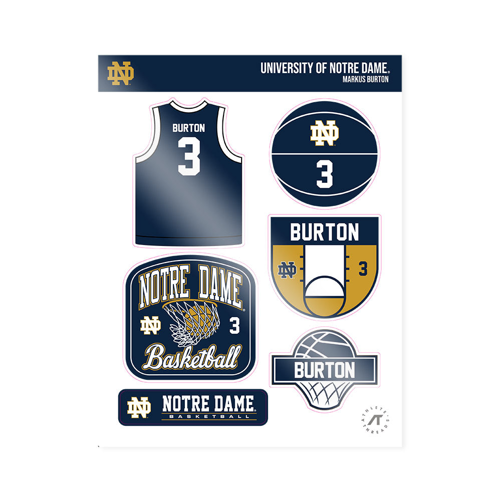 Notre Dame - NCAA Men's Basketball : Markus Burton - Sticker Sheet-0