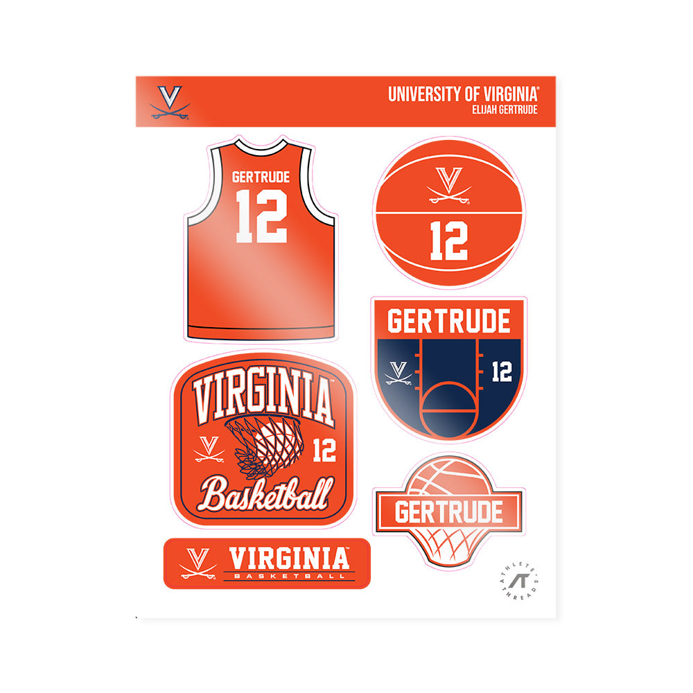 Virginia - NCAA Men's Basketball : Elijah Gertrude - Sticker Sheet-0