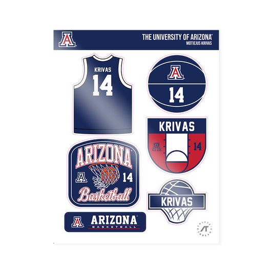 Arizona - NCAA Men's Basketball : Motiejus Krivas - Sticker Sheet-0