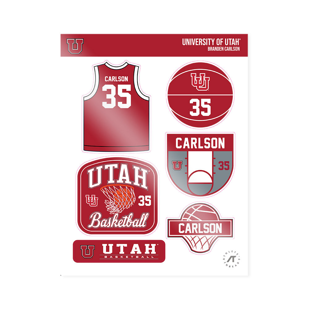 Utah - NCAA Men's Basketball : Branden Carlson - Sticker Sheet-0