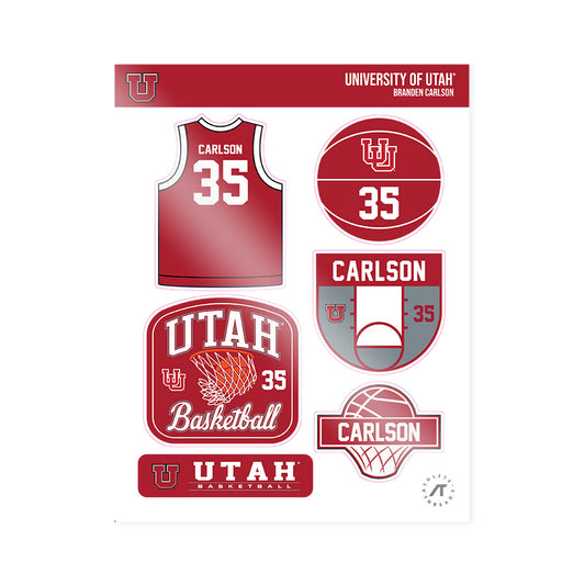 Utah - NCAA Men's Basketball : Branden Carlson - Sticker Sheet-0