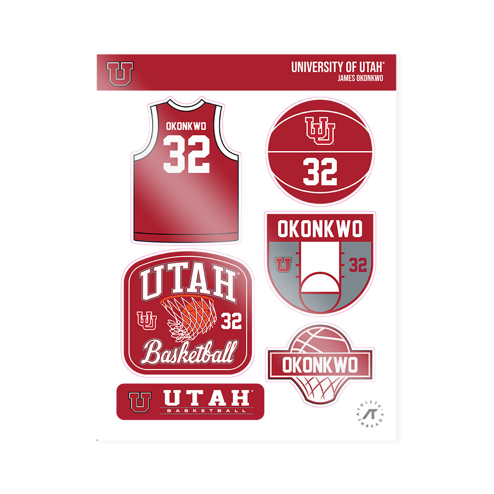 Utah - NCAA Men's Basketball : James Okonkwo - Sticker Sheet-0