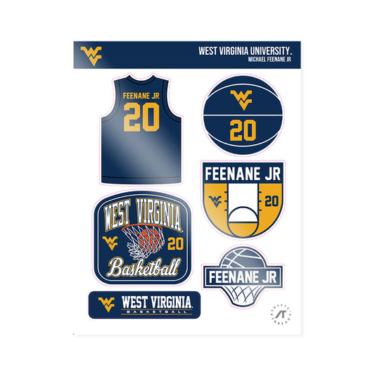 West Virginia - NCAA Men's Basketball : Michael Feenane Jr - Sticker Sheet-0