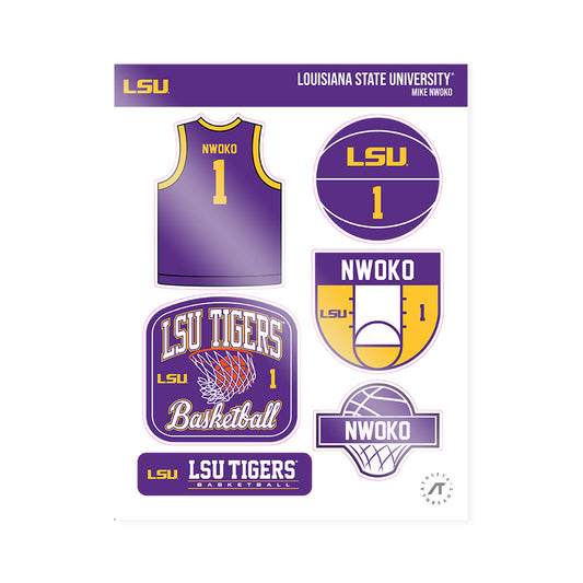 LSU - NCAA Men's Basketball : Mike Nwoko - Sticker Sheet-0