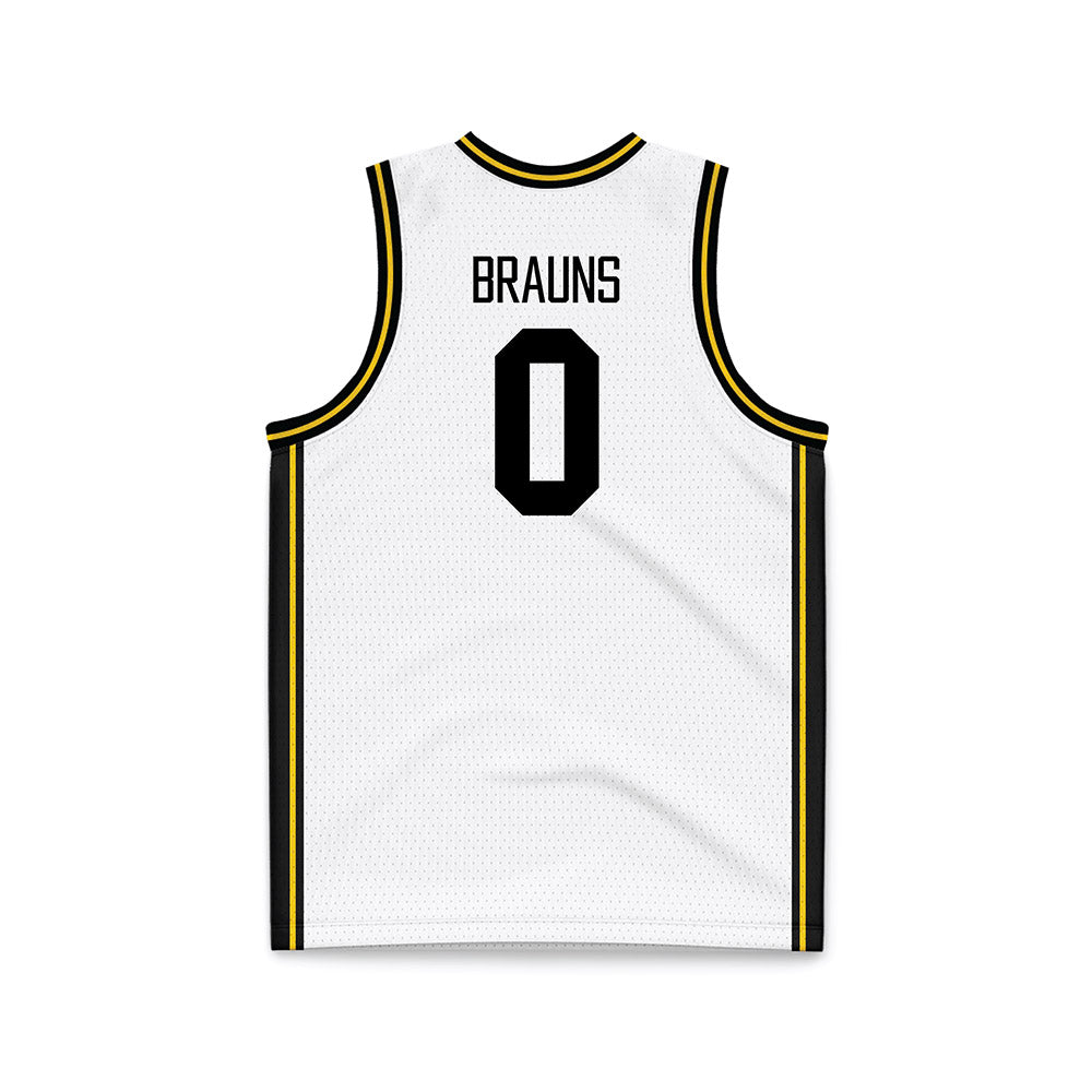 Iowa - NCAA Men's Basketball : Even Brauns - White Basketball Jersey-1