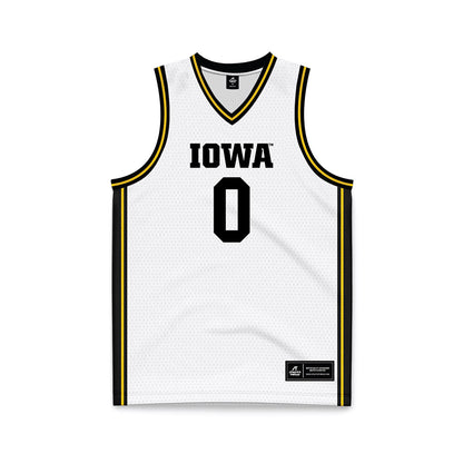 Iowa - NCAA Men's Basketball : Even Brauns - White Basketball Jersey-0