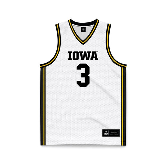 Iowa - NCAA Men's Basketball : Cam Manyawu - White Basketball Jersey-0