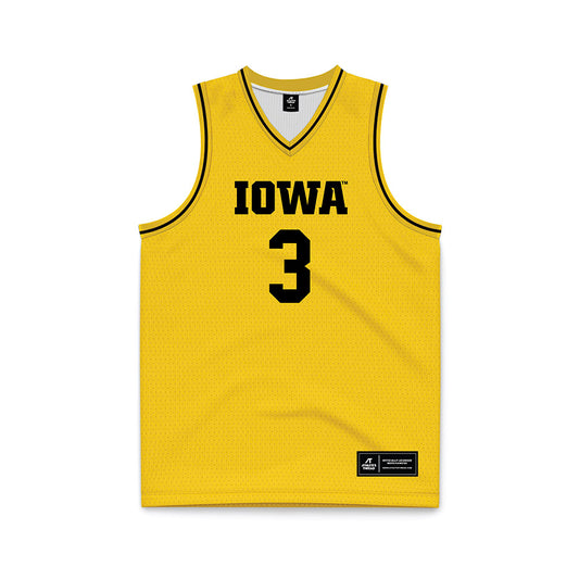 Iowa - NCAA Men's Basketball : Cam Manyawu - Yellow Basketball Jersey-0
