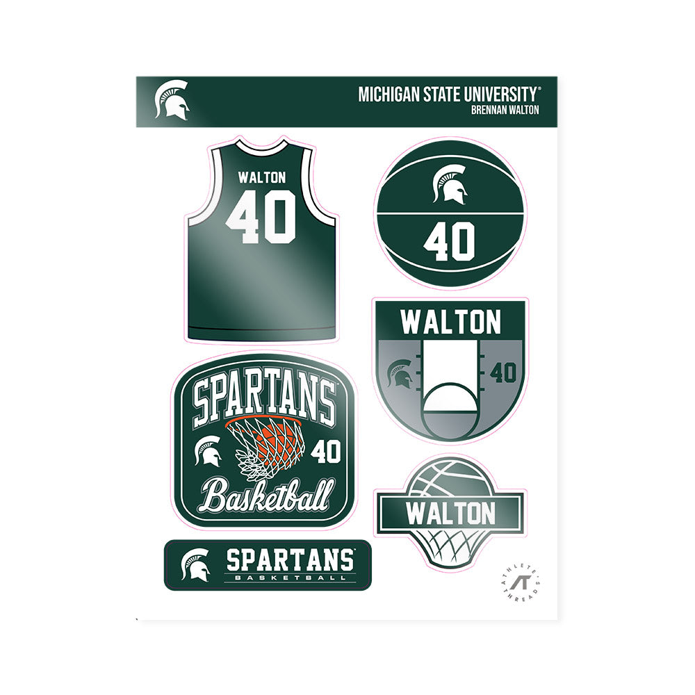 Michigan State - NCAA Men's Basketball : Brennan Walton - Sticker Sheet-0