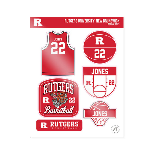 Rutgers - NCAA Men's Basketball : Dorian Jones - Sticker Sheet-0
