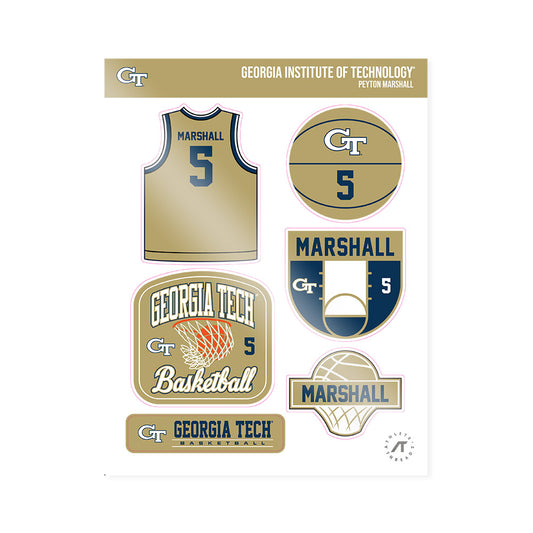 Georgia Tech - NCAA Men's Basketball : Peyton Marshall - Sticker Sheet-0