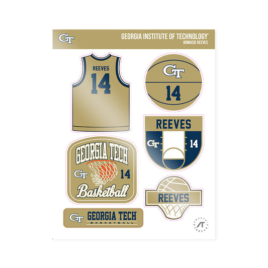 Georgia Tech - NCAA Men's Basketball : Kowacie Reeves - Sticker Sheet-0