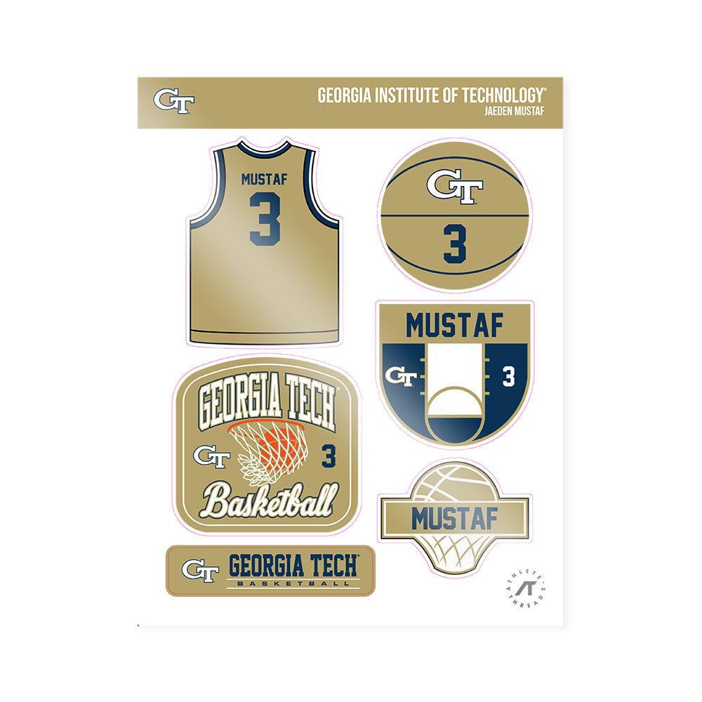 Georgia Tech - NCAA Men's Basketball : Jaeden Mustaf - Sticker Sheet-0