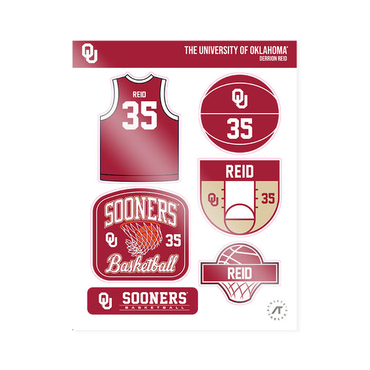 Oklahoma - NCAA Men's Basketball : Derrion Reid - Sticker Sheet-0