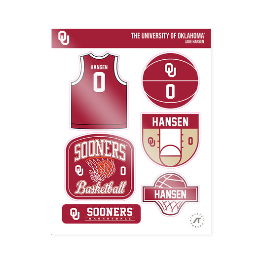Oklahoma - NCAA Men's Basketball : Jake Hansen - Sticker Sheet-0