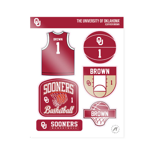 Oklahoma - NCAA Men's Basketball : Xzayvier Brown - Sticker Sheet-0