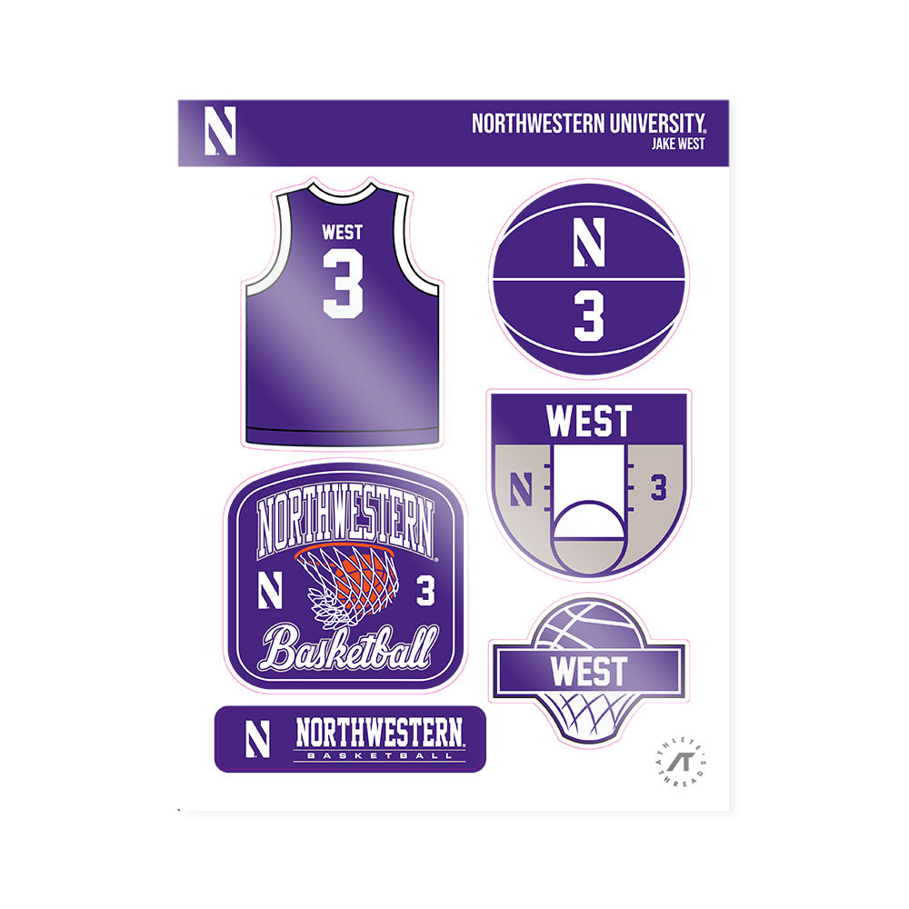 Northwestern - NCAA Men's Basketball : Jake West - Sticker Sheet-0