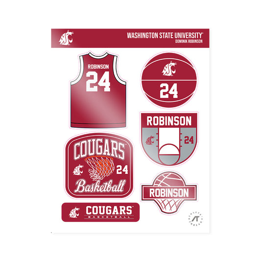 WSU - NCAA Men's Basketball : Dominik Robinson - Sticker Sheet-0