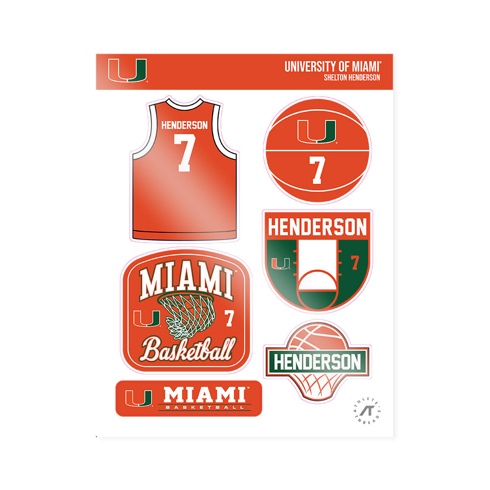 Miami - NCAA Men's Basketball : Shelton Henderson - Sticker Sheet-0