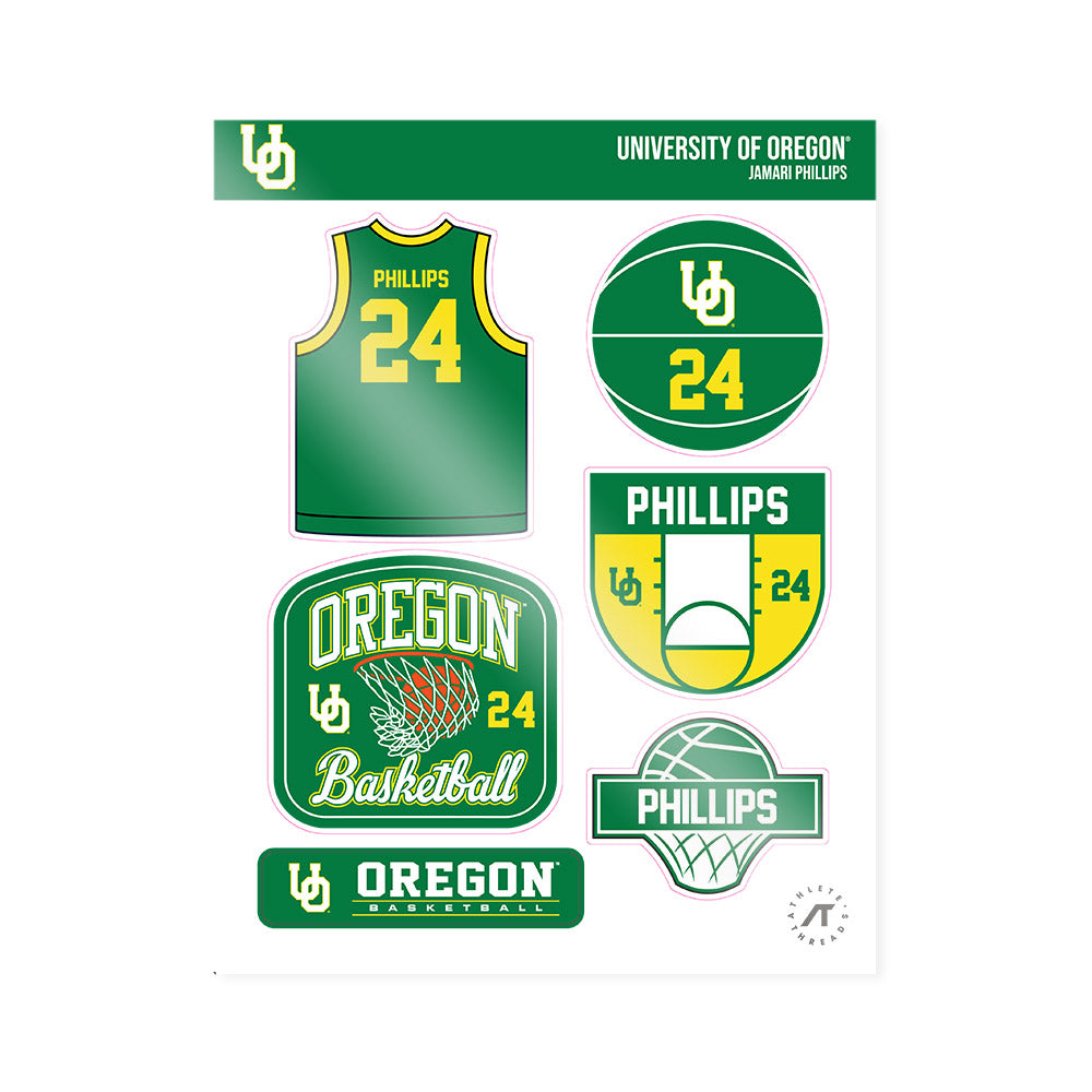 Oregon - NCAA Men's Basketball : Jamari Phillips - Sticker Sheet-0