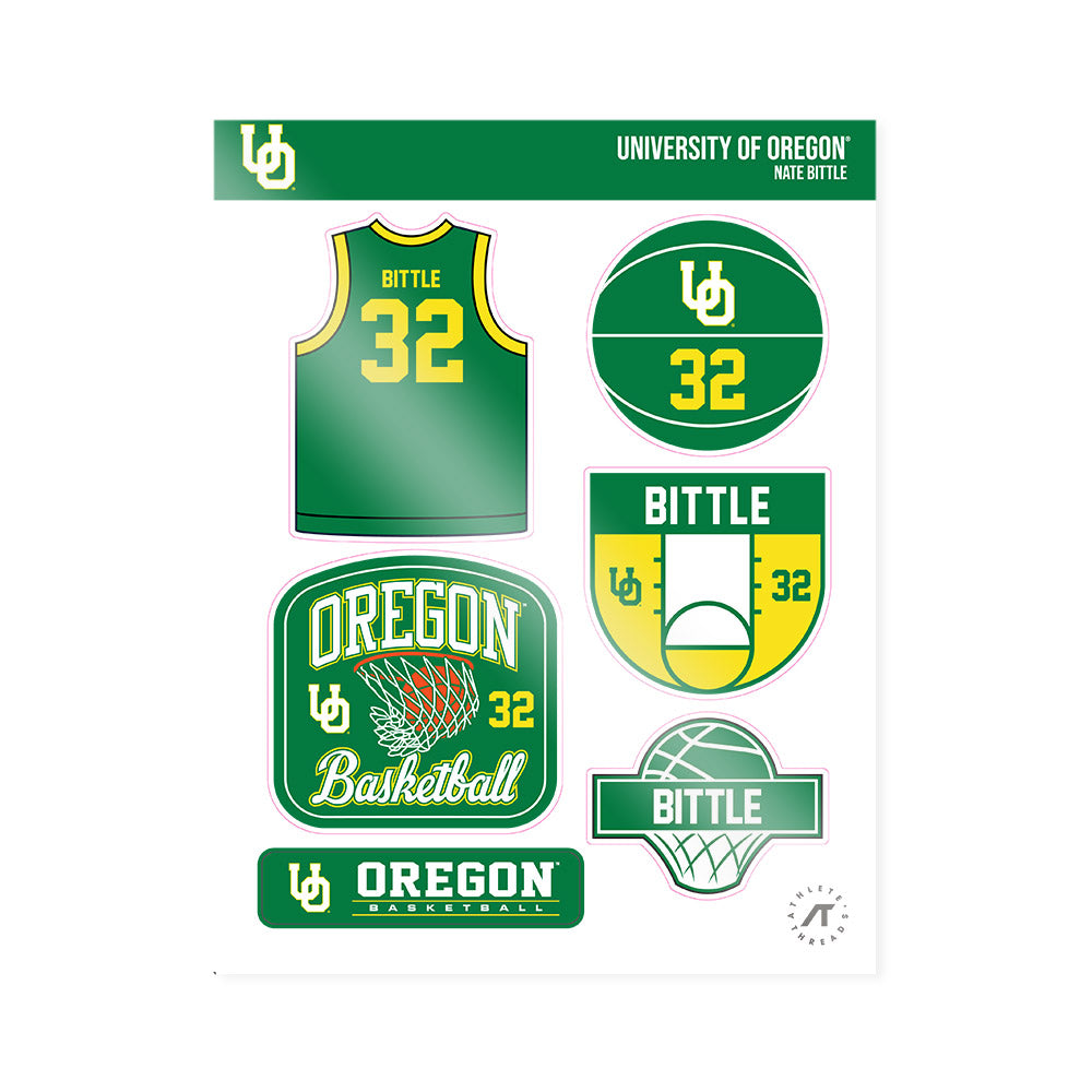 Oregon - NCAA Men's Basketball : Nate Bittle - Sticker Sheet-0