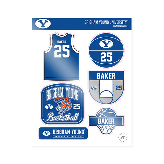 BYU - NCAA Men's Basketball : Dawson Baker - Sticker Sheet-0