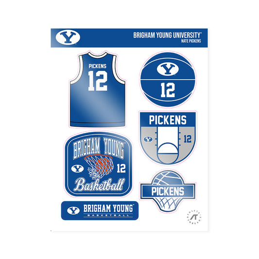 BYU - NCAA Men's Basketball : Nate Pickens - Sticker Sheet-0