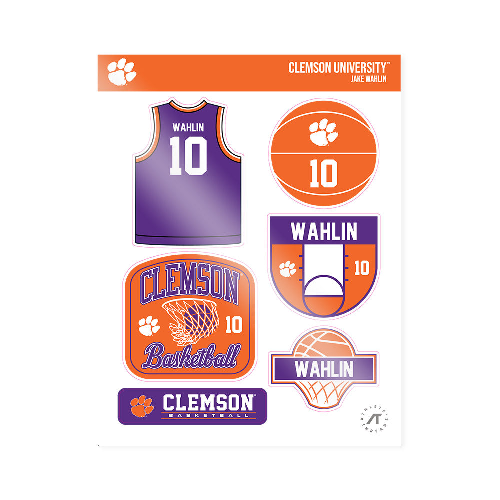 Clemson - NCAA Men's Basketball : Jake Wahlin - Sticker Sheet-0