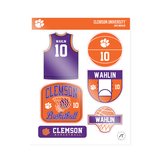 Clemson - NCAA Men's Basketball : Jake Wahlin - Sticker Sheet-0