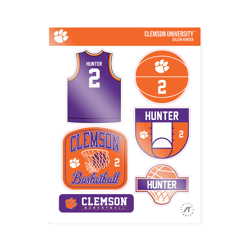 Clemson - NCAA Men's Basketball : Dillon Hunter - Sticker Sheet-0