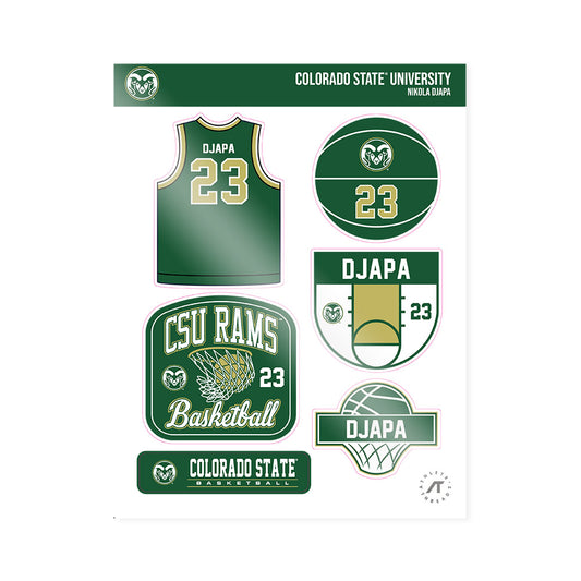Colorado State - NCAA Men's Basketball : Nikola Djapa - Sticker Sheet-0