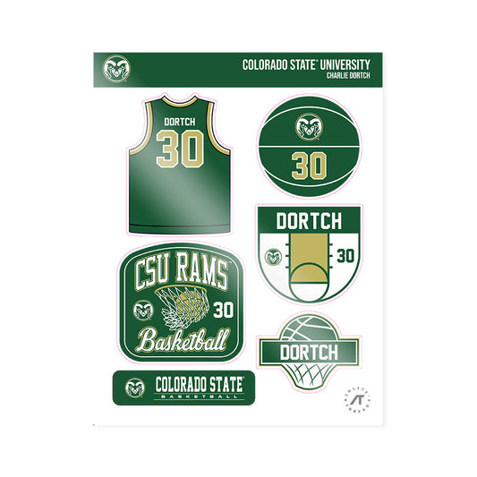 Colorado State - NCAA Men's Basketball : Charlie Dortch - Sticker Sheet-0